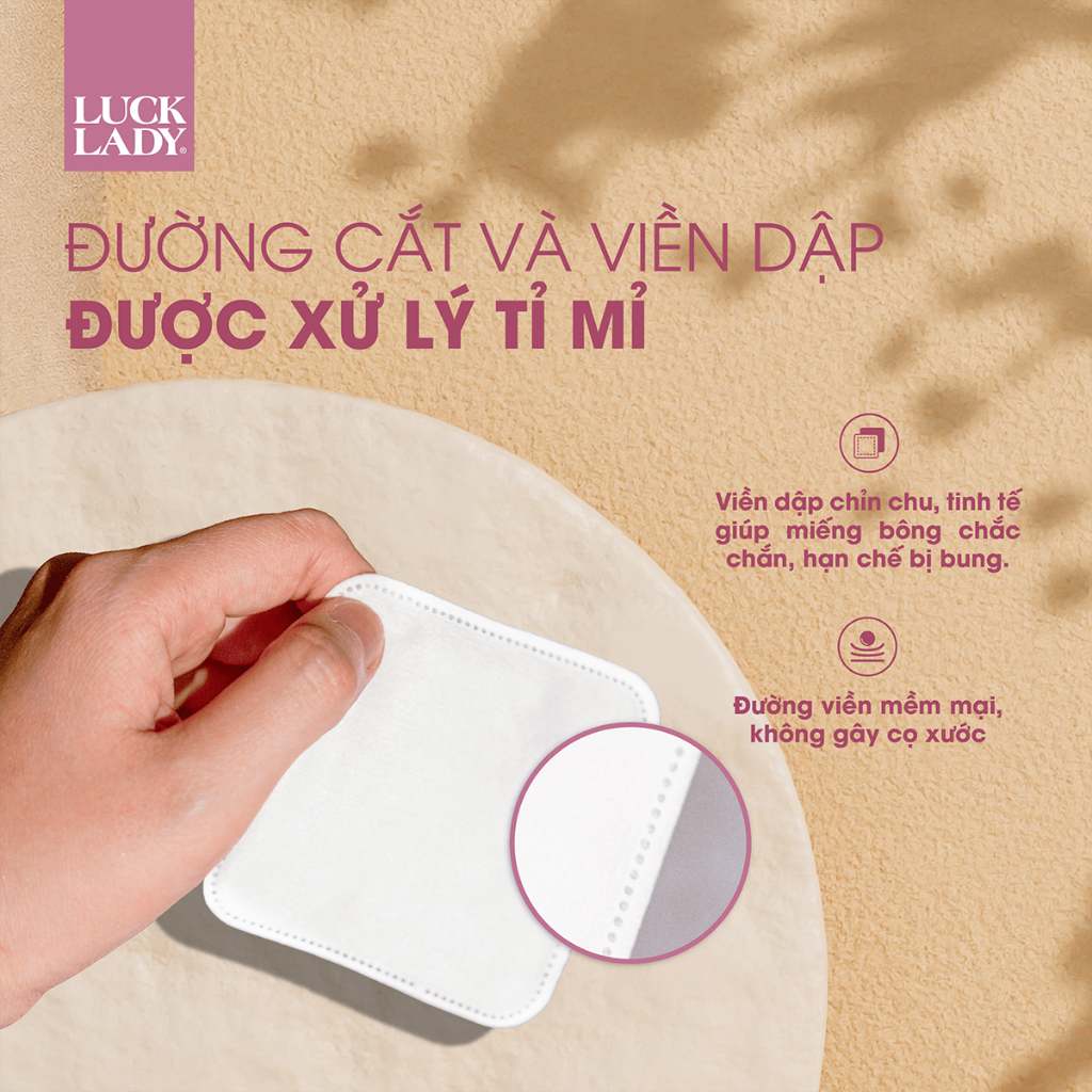 Combo 6 túi bông tẩy trang Luck Lady cao cấp dạng túi rút nhỏ gọn mang đi du lịch 50 miếng/túi, kích thước bông 7x7,5cm