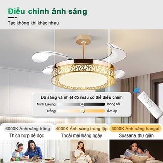 QUẠT TRẦN ĐÈN trang trí Quạt trần không cánh 4 cánh 6 cấp gió 3 màu đèn quạt trần phòng ngủ