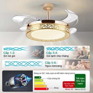 QUẠT TRẦN ĐÈN trang trí Quạt trần không cánh 4 cánh 6 cấp gió 3 màu đèn quạt trần phòng ngủ