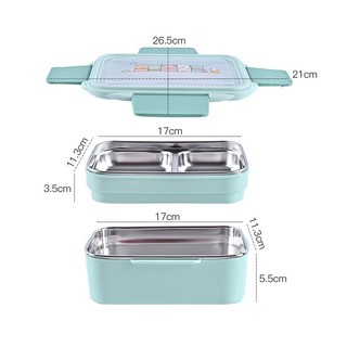 Hộp đựng cơm giữ nhiệt 2 ngăn inox nhựa pp, Hộp cơm lõi bằng Inox