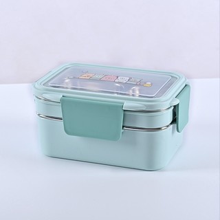 Hộp đựng cơm giữ nhiệt 2 ngăn inox nhựa pp, Hộp cơm lõi bằng Inox
