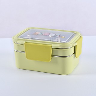 Hộp đựng cơm giữ nhiệt 2 ngăn inox nhựa pp, Hộp cơm lõi bằng Inox