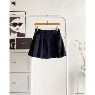 Chân váy xếp ly cạp cao cho nữ chất liệu giả Jeans đính tag thương hiệu Twenty.5- CM21