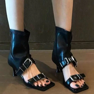 Dép Sandal Cao Gót Thời Trang Da Thật Phong Cách Châu Âu Phái Nữ