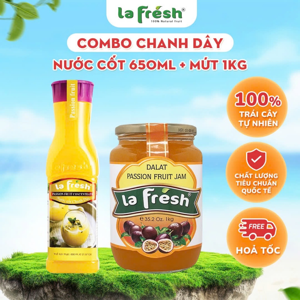 Combo Nước Cốt Chanh Dây 650ml và Mứt 1kg Lafresh Đà Lạt | Shopee Việt Nam