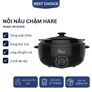 Nồi nấu chậm Hare HRSC535 dung tích 3.5L công suất 170W 3 chế độ nấu, điều khiển núm xoay đơn giản
