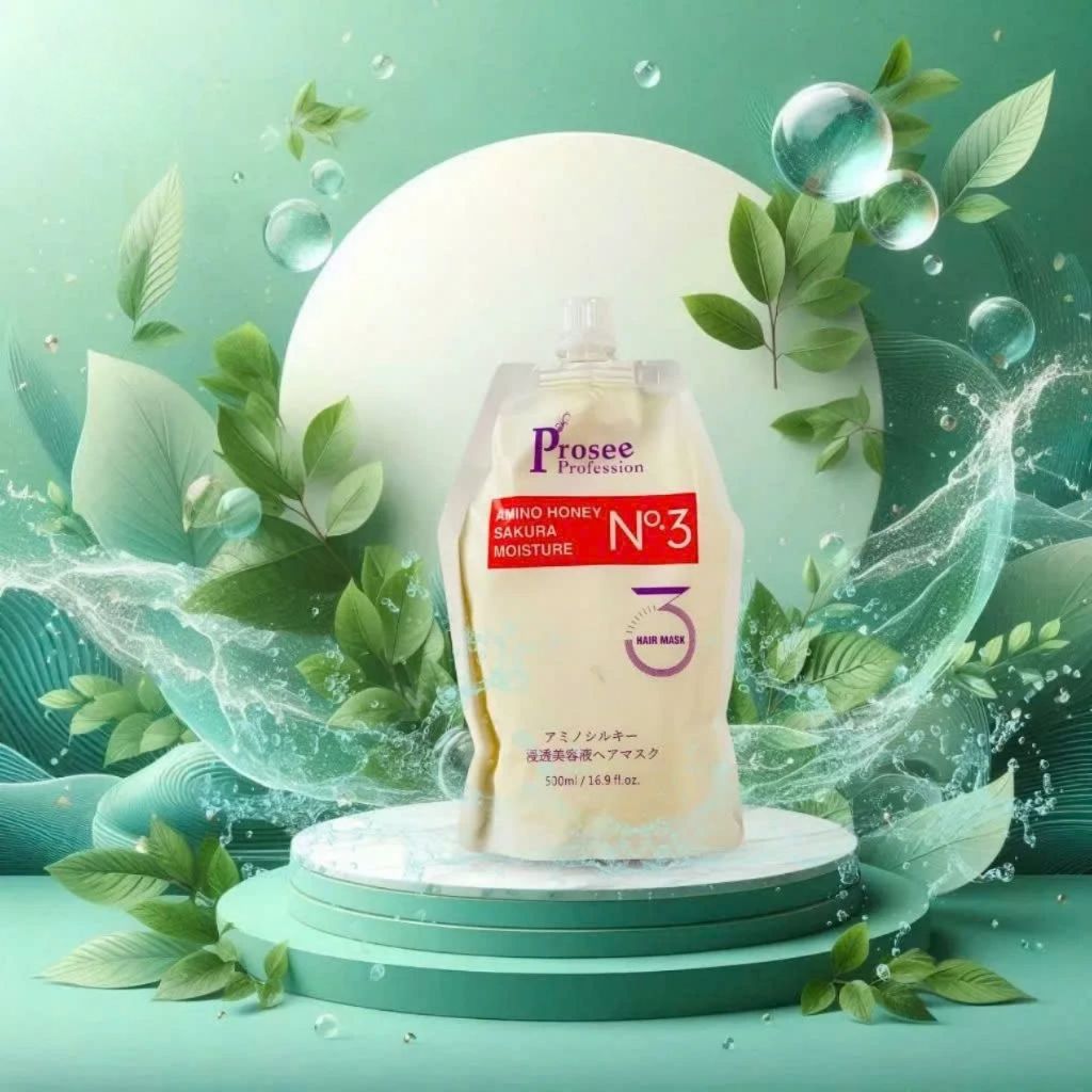 Kem Hấp Ủ Tóc Prosee Amino Honey Sakura Moisture PT5 500ml | Dưỡng Tóc Mềm Mượt, Hỗ Trợ Phục Hồi Tóc Khô Xơ.