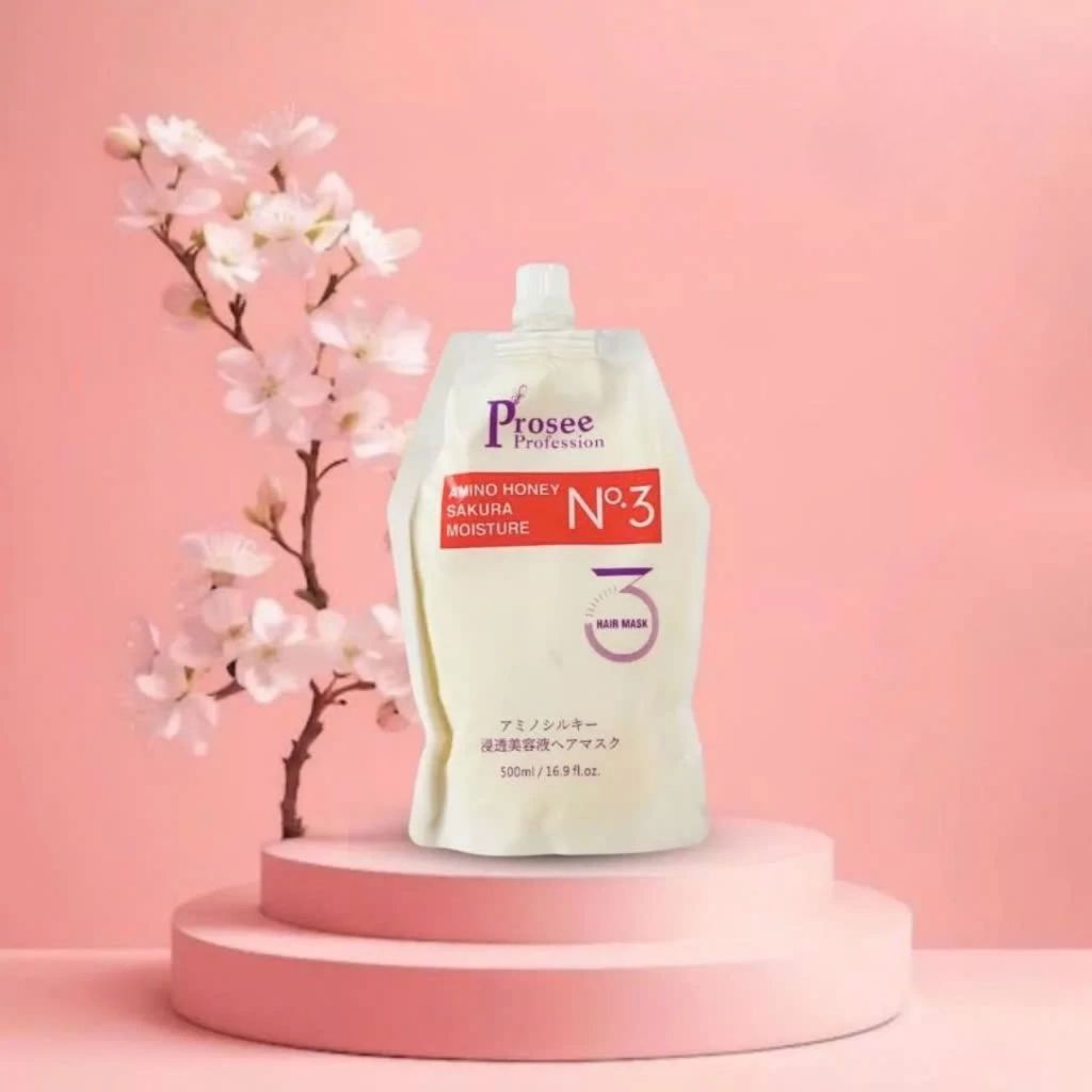 Kem Hấp Ủ Tóc Prosee Amino Honey Sakura Moisture PT5 500ml | Dưỡng Tóc Mềm Mượt, Hỗ Trợ Phục Hồi Tóc Khô Xơ.