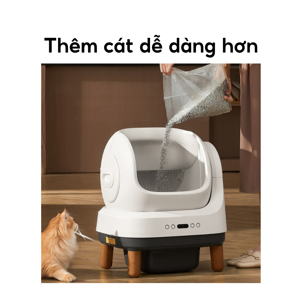 [Tặng Thảm] Máy Dọn Cát Mèo, Dọn Phân Mèo, Máy Vệ Sinh Lớn Cho Mèo HELIPET OPEN TOP