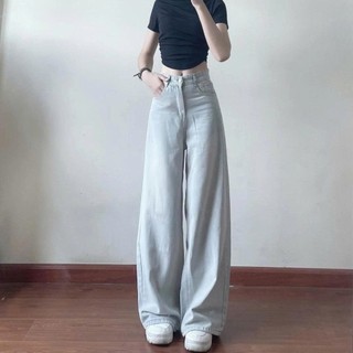 Quần Jeans Nữ Ống Rộng Cạp Cao 247Store Màu Wash Thời Trang Dễ Phối Đồ Đi Học Đi Làm Đi Chơi