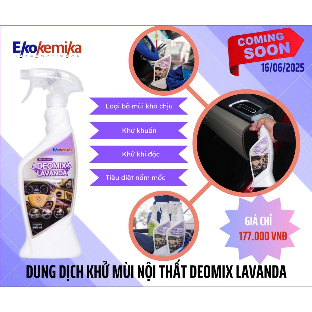 Dung dịch khử mùi nội thất Deo Mix Lavanda thương hiệu Ekokemika 600ml