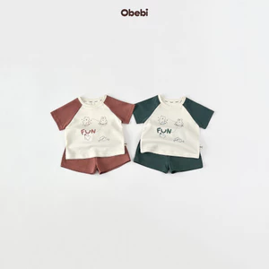 Bộ Cộc Tay Raglan Phối Màu Obebi Đáng Yêu Thoải Mái Cho Bé Trai Bé Gái từ 5kg - 19kg BC309