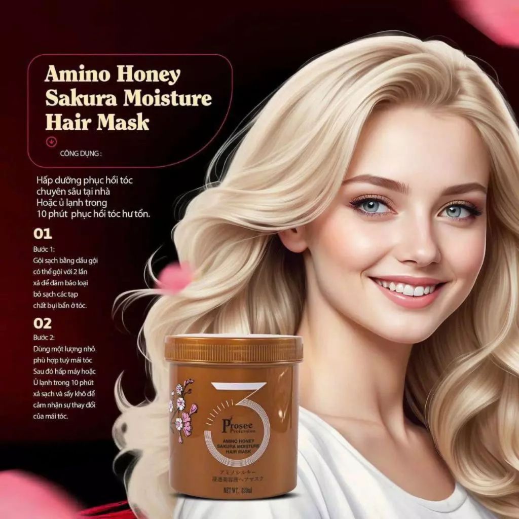 Hộp Hấp Phục Hồi Prosee PT1 Amino Honey 830ml  | Dưỡng Tóc Mềm Mượt & Dễ Chải
