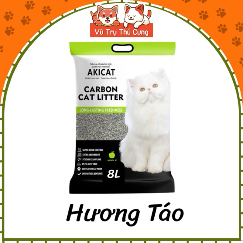 Cát vệ sinh cho mèo AKICAT 8L có than hoạt tính khử mùi cát mèo hiệu quả, ít bụi