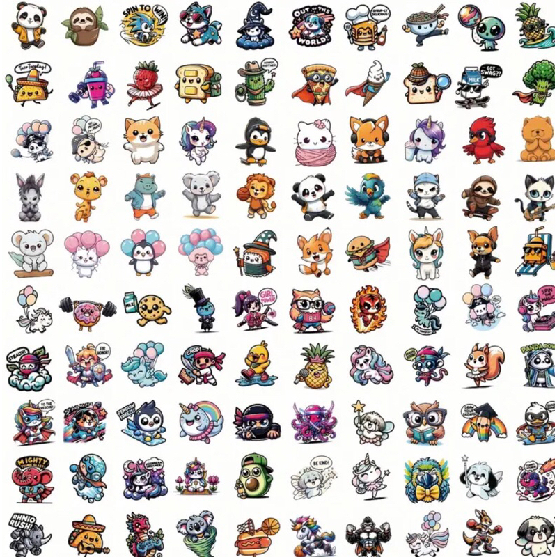 60 sticker các loài động vật dễ thương, siêu bắt mắt  trang trí sổ tay note book laptop mũ bảo hiểm chống nước tốt