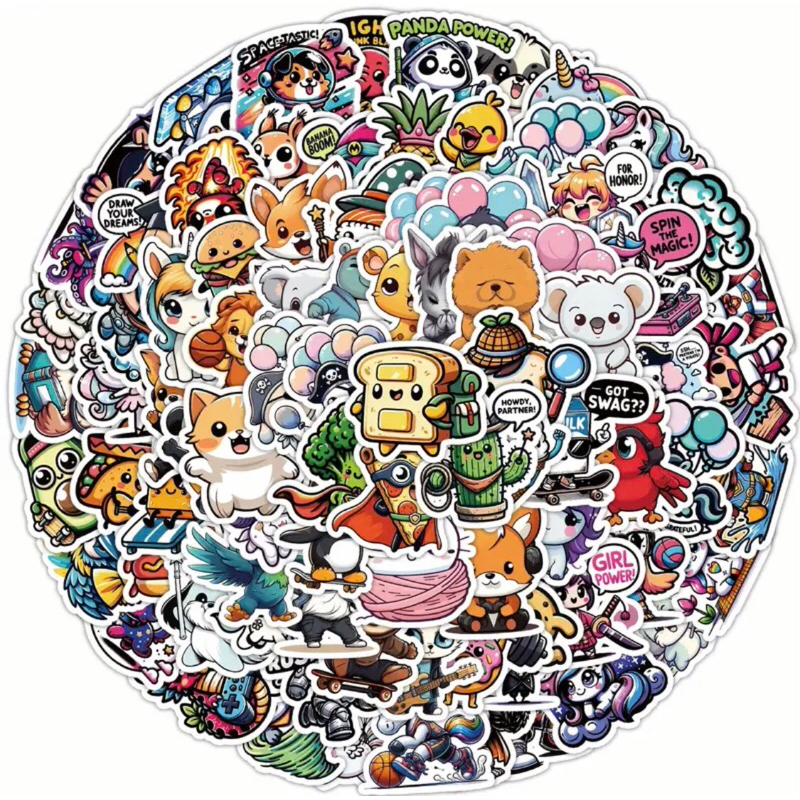 60 sticker các loài động vật dễ thương, siêu bắt mắt  trang trí sổ tay note book laptop mũ bảo hiểm chống nước tốt