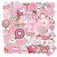 Set 60 Sticker Đồ Vật Màu Hồng Cute Chống Nước Dán Laptop Vali Mũ Bảo Hiểm Sổ Tay