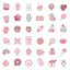 Set 60 Sticker Đồ Vật Màu Hồng Cute Chống Nước Dán Laptop Vali Mũ Bảo Hiểm Sổ Tay