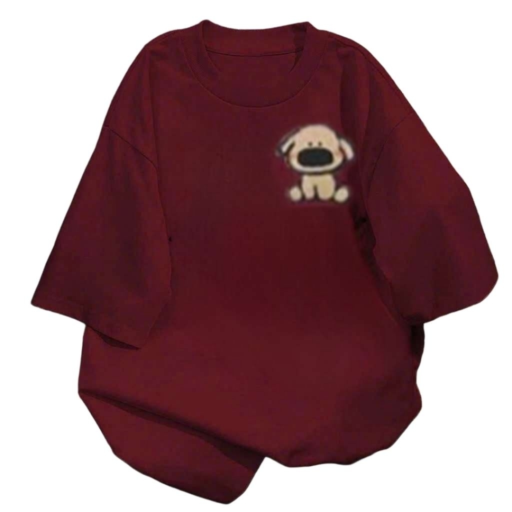 Áo phông form rộng tay lỡ chất vải cotton -áo Hình Cún