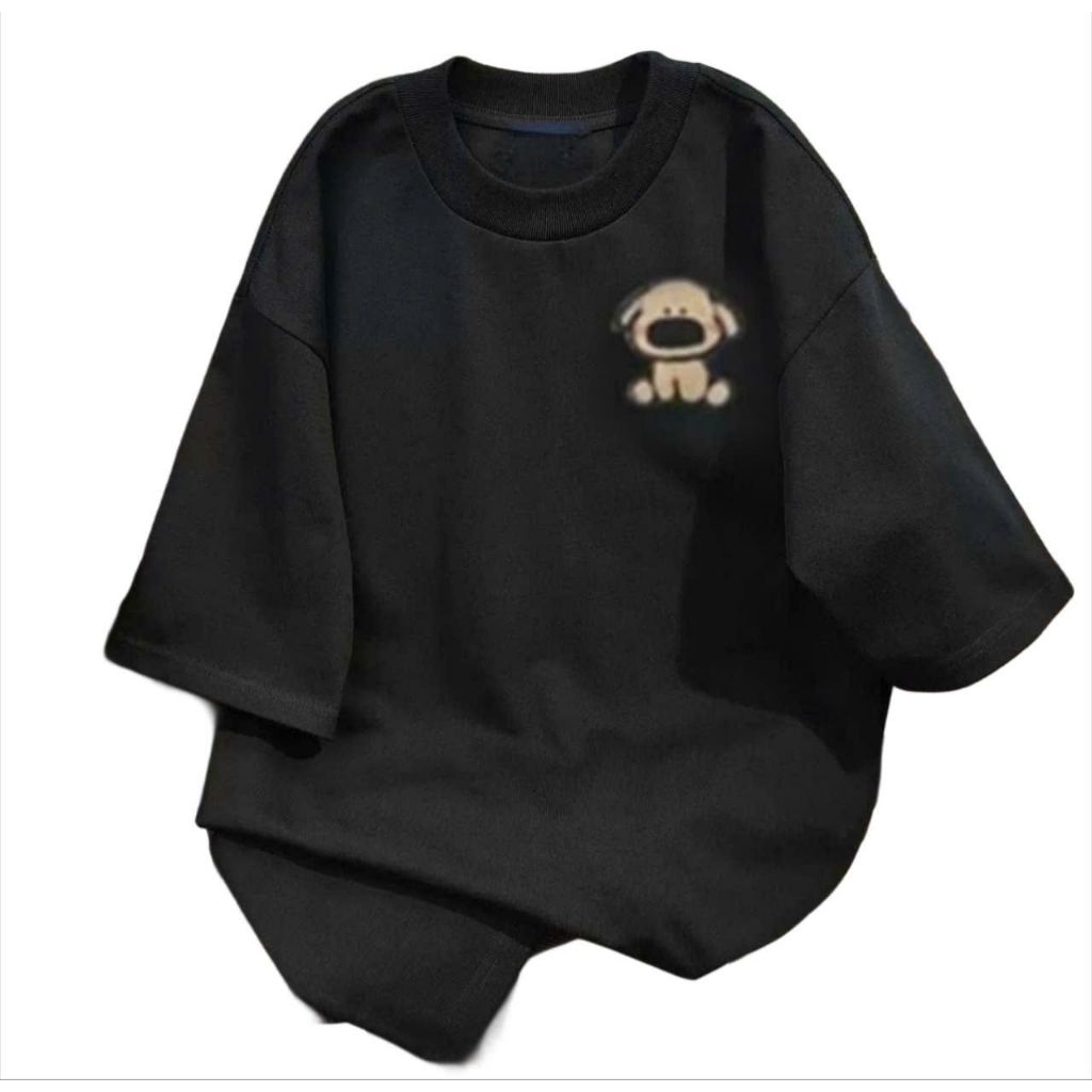 Áo phông form rộng tay lỡ chất vải cotton -áo Hình Cún