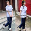Quần 3 sọc đồng phục nam nữ cấp 2 cấp 3 , quần đi học Yến Tee #1004