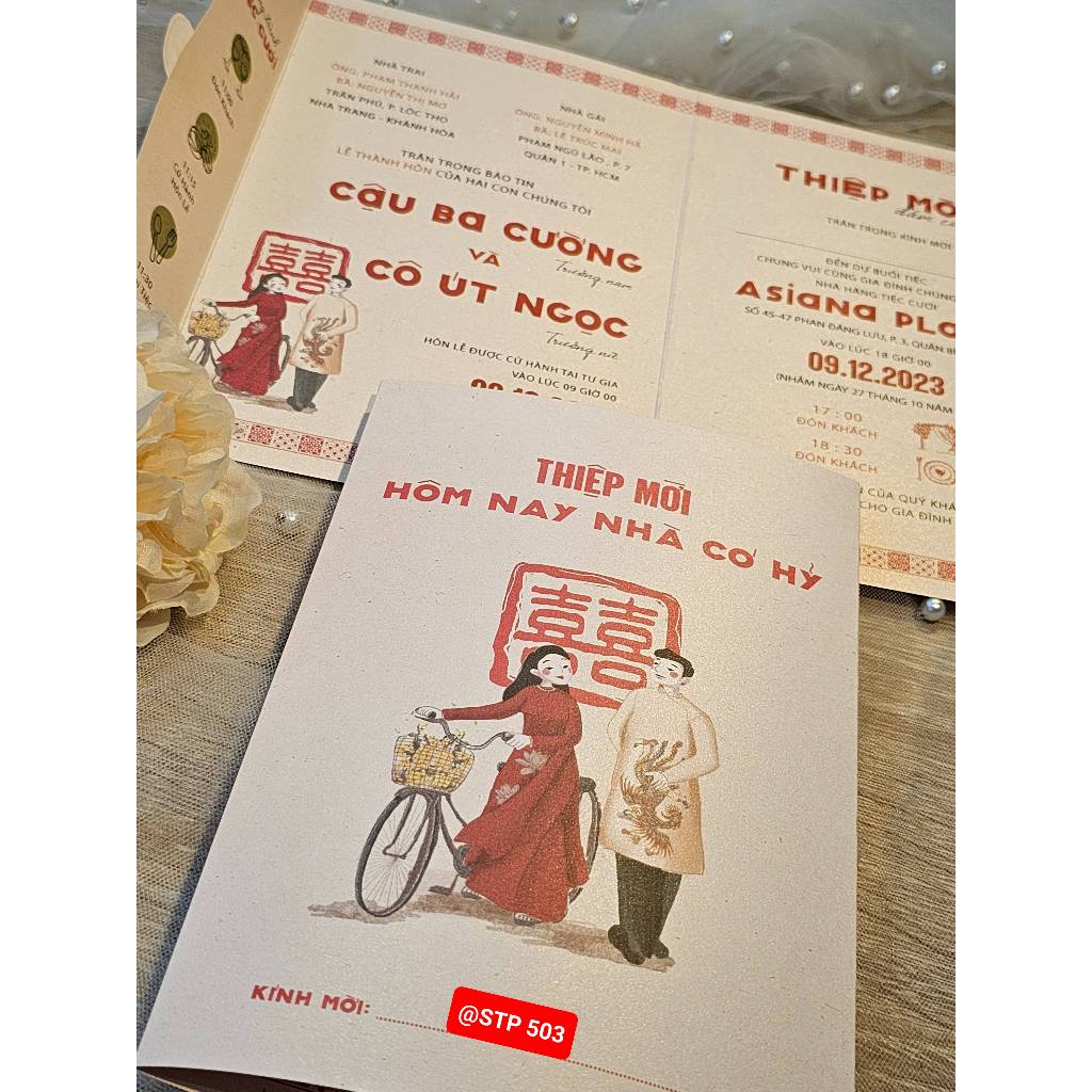 THIỆP CƯỚI 3 GẬP KHÔNG BÌ- ÁNH KIM- CÓ MÙI THƠM