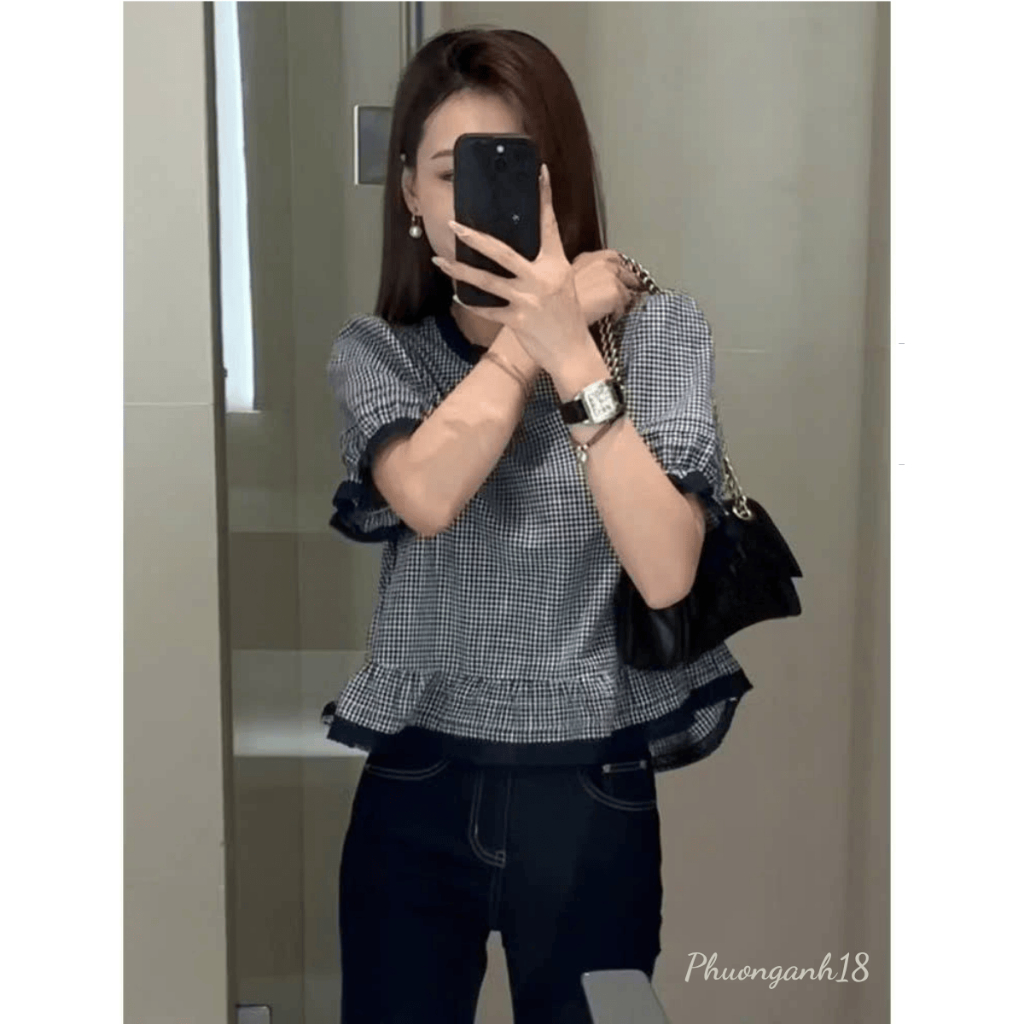 [Deal mở bán] Áo cổ tròn phối ren viền tay bèo tiểu thư