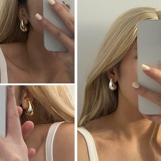 IK Bông Tai Hình Giọt Nước Khuyên Tai Bạc Titan Không Gỉ Cao Cấp T31