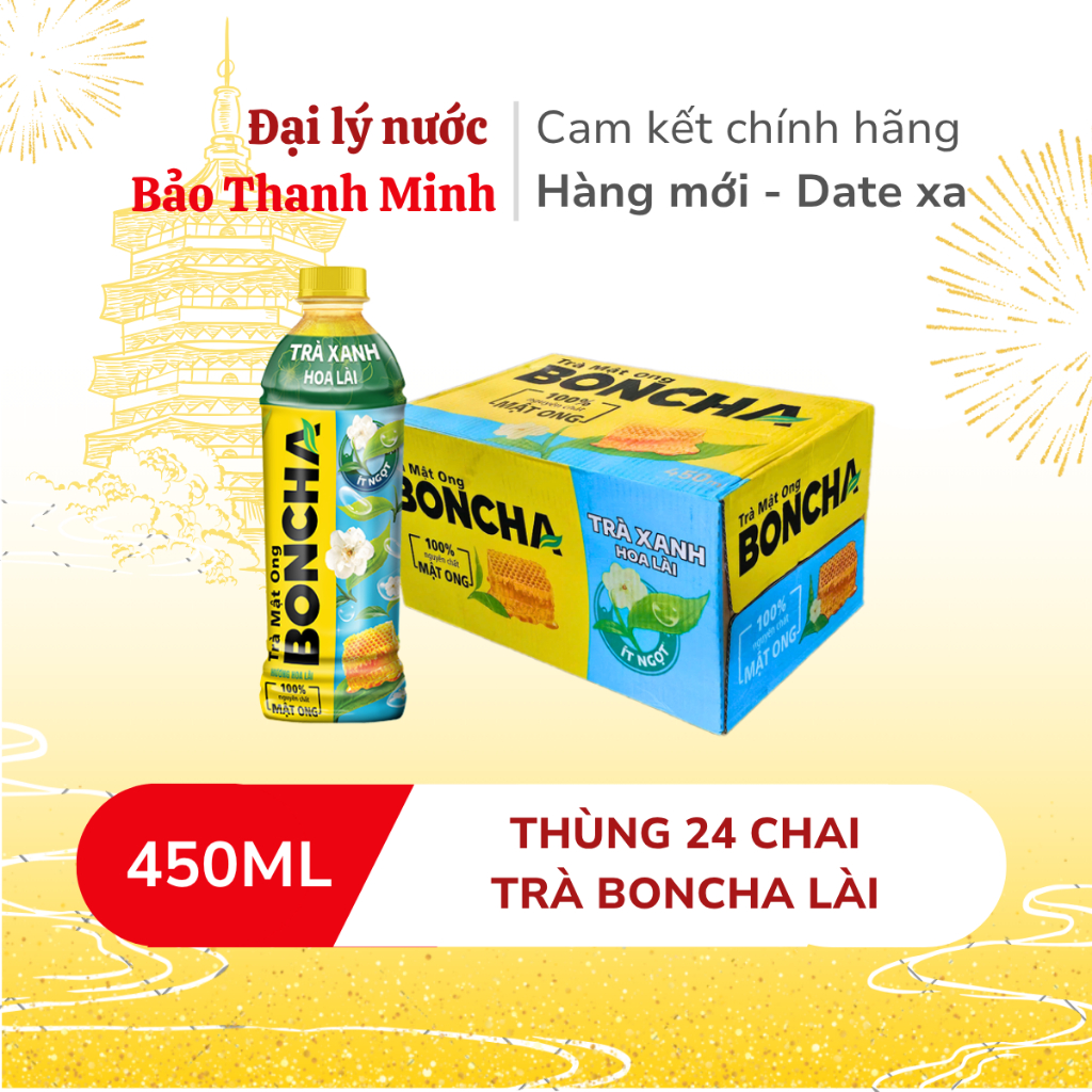 [HÀNG MỚI] Trà BONCHA Mật Ong Trà Xanh Hoa Lài 450ml (Thùng 24 chai/Lốc ...