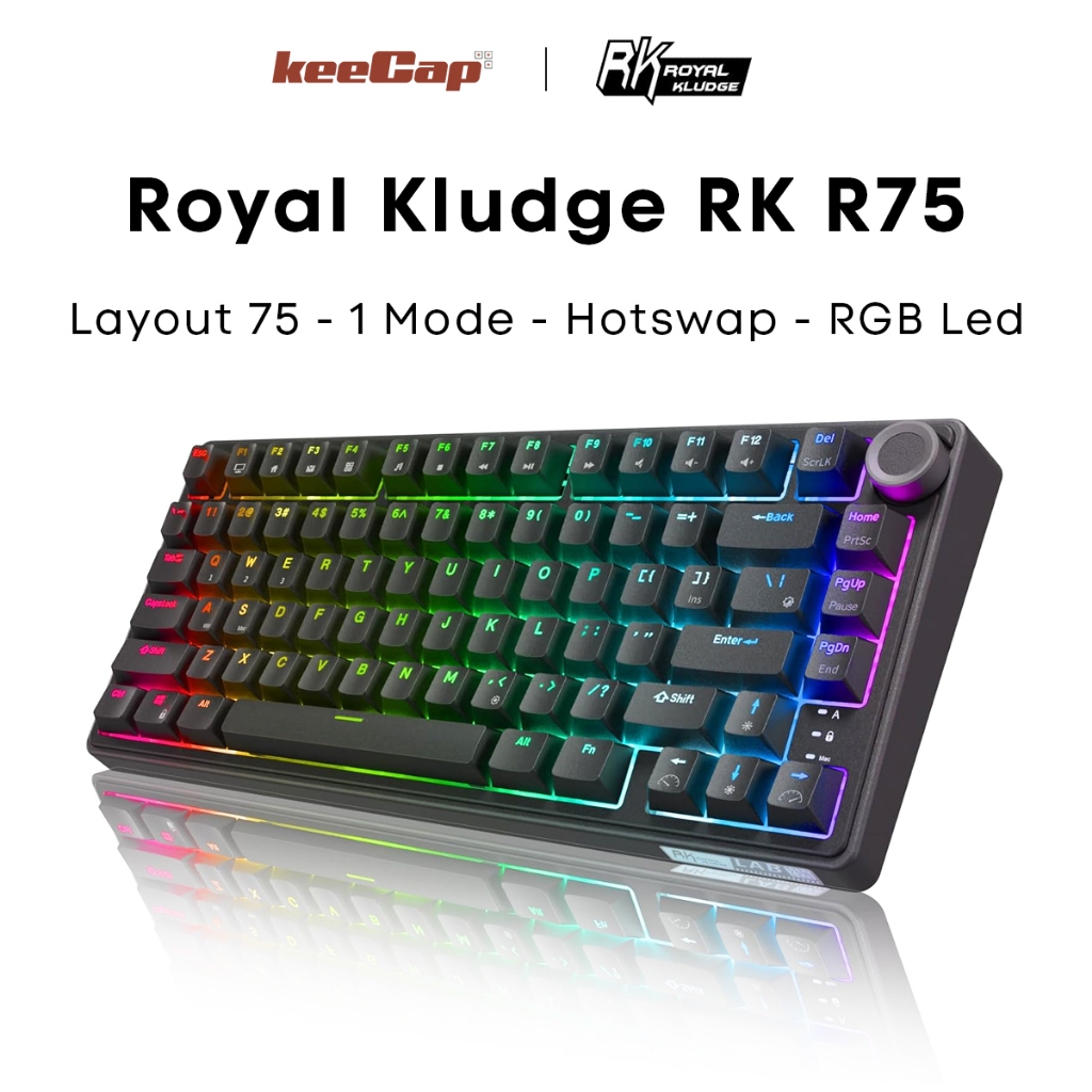 [KEECAP] Bàn Phím Cơ Có Dây Royal Kludge RK R75 Full Black (75% – RGB ...