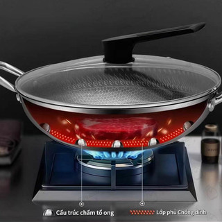 Chảo tổ ong chống dính Inox Cao Cấp KWAI vân tổ ong sâu lòng công nghệ Đức chảo vân tổ ong cao cấp chống dính an toàn