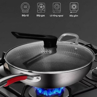 Chảo tổ ong chống dính Inox Cao Cấp KWAI vân tổ ong sâu lòng công nghệ Đức chảo vân tổ ong cao cấp chống dính an toàn