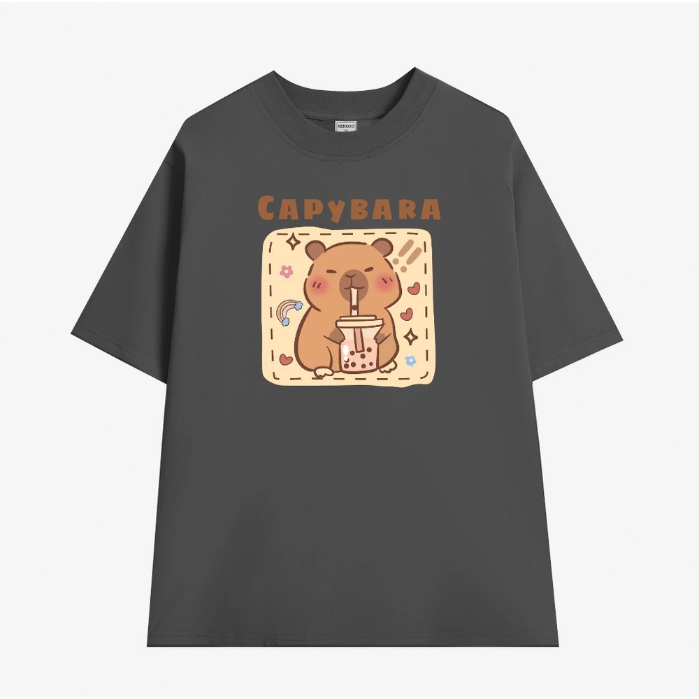 Áo thun tay lỡ form rộng unisex 250GSM 100% Cotton Neko thumbnail 5