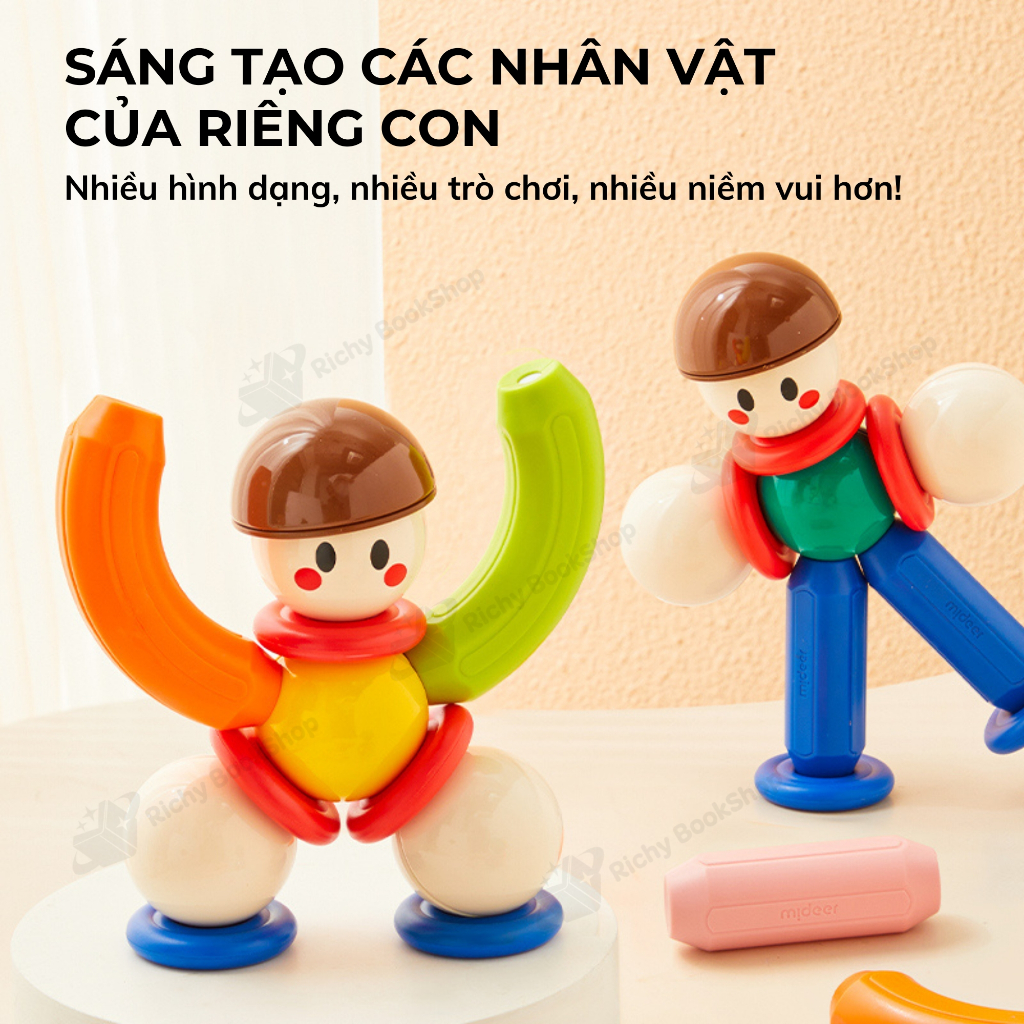 Đồ chơi nam châm xếp hình cho bé Mideer Growth PLUS Magnetic Building Sticks