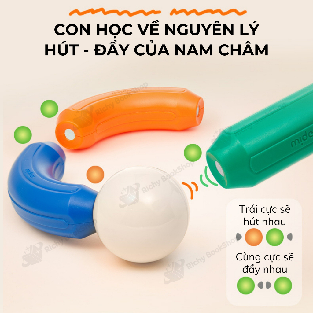 Đồ chơi nam châm xếp hình cho bé Mideer Growth PLUS Magnetic Building Sticks