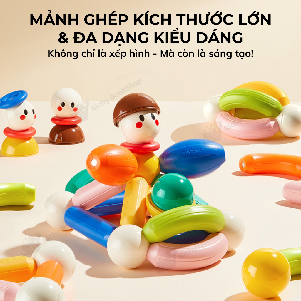 Đồ chơi nam châm xếp hình cho bé Mideer Growth PLUS Magnetic Building Sticks