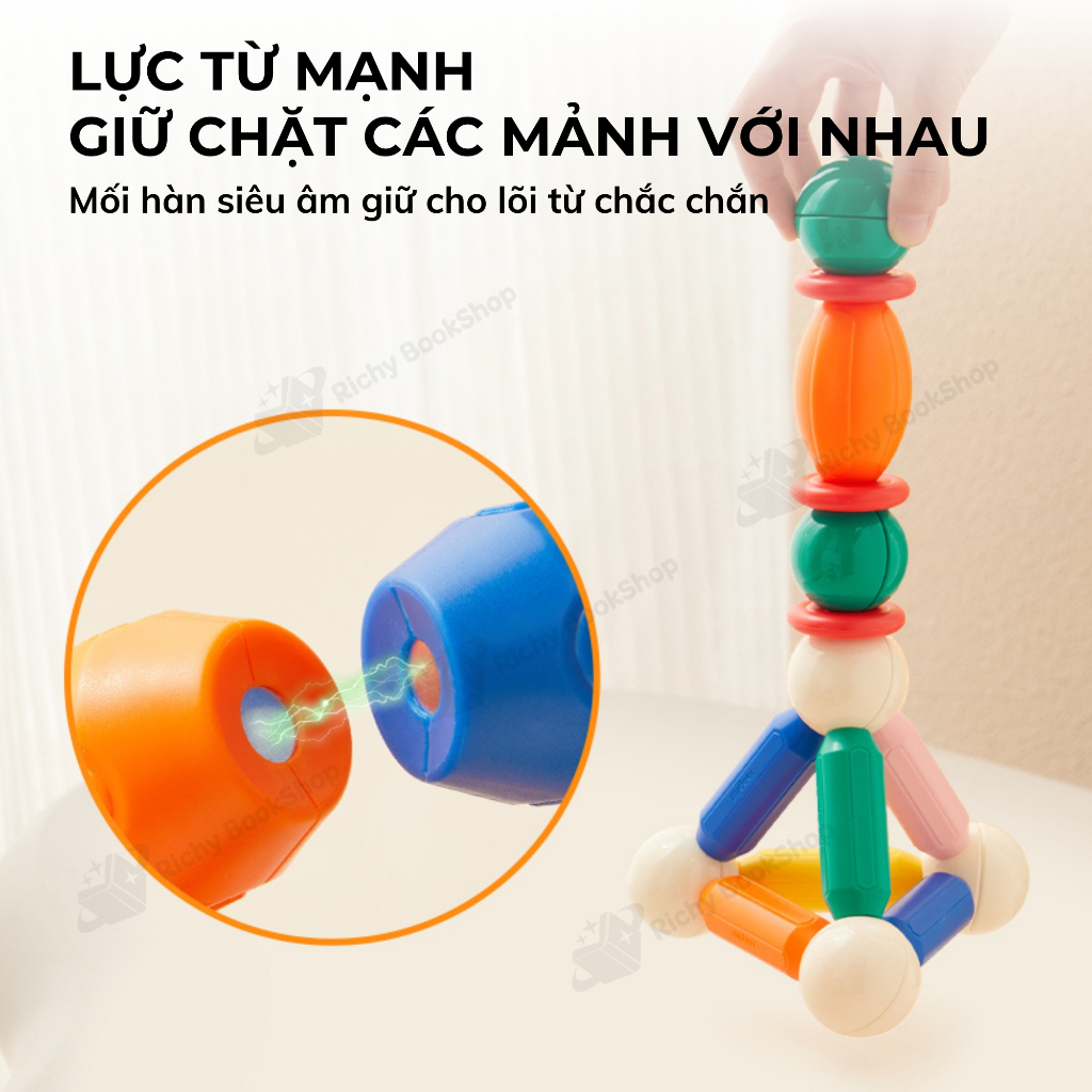 Đồ chơi nam châm xếp hình cho bé Mideer Growth PLUS Magnetic Building Sticks