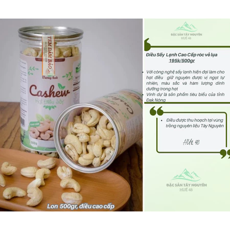Hạt điều sấy lạnh nguyên vị không muối, điều sấy lạnh nguyên vị cao cấp ( 500gr)