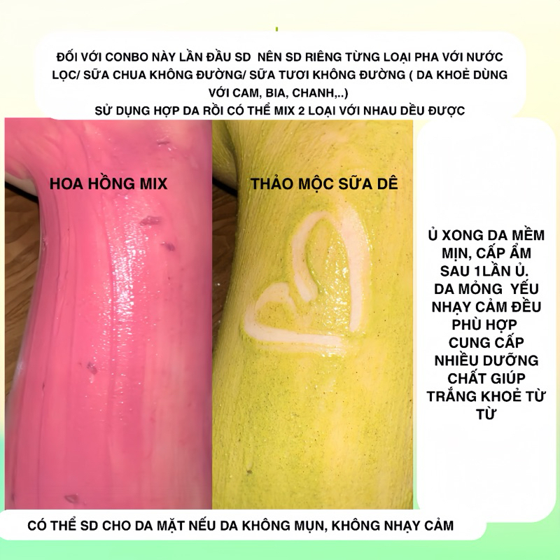[COMBO 2 HỦ ] Bột Thảo Mộc Sữa Dê & Bột Hoa Hồng Mix