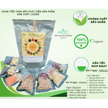 Sét hạt dinh dưỡng nấu sữa hạt, set sữa hạt dinh dưỡng túi hút chân không mix sẵn 7 ngày và 10 ngày