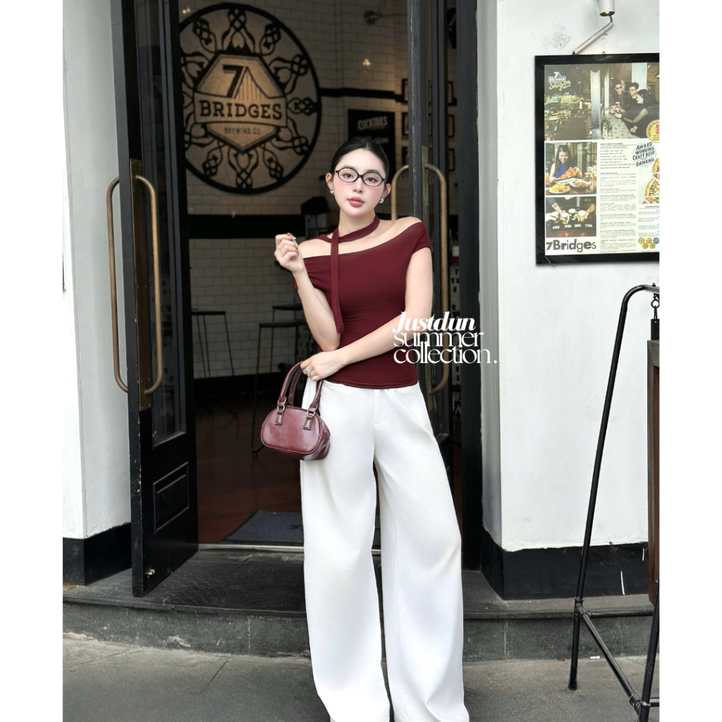 (Tặng dây) Áo thun trễ vai cộc tay ver2 cotton mịn thoáng mát JUSTDUN B46