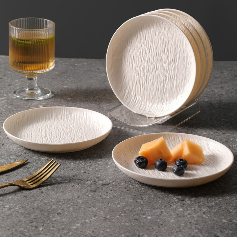 Đĩa nhựa vân nhám thạch, dĩa nhựa decor dùng cho nhà hàng, khách sạn phong cách châu âu