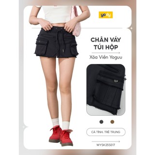 [SALE OFF] Chân váy túi hộp xỏa viền Yoguu YODY vải nỉ form mềm mại, thoáng mát WYSK25S017