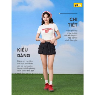 [SALE OFF] Chân váy túi hộp xỏa viền Yoguu YODY vải nỉ form mềm mại, thoáng mát WYSK25S017
