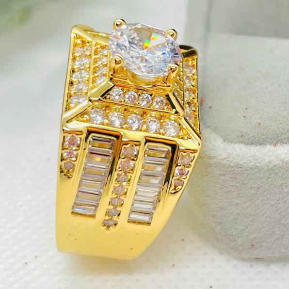 Nhẫn nam mạ vàng đính đá bản lớn thiết kế sang trọng – Trang sức nam thời trang cá tính