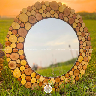 (GT-01) Gương gỗ treo tường LỘC MỘC kích thước tròn D60cm - Handmade Decor Nghệ Thuật thiên nhiên
