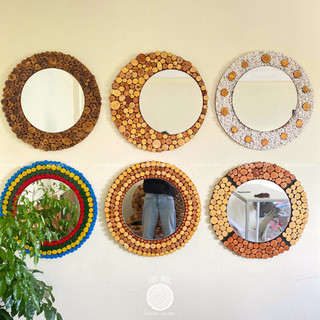 (GT-07) Gương tròn treo tường LỘC MỘC D60cm - Handmade Decor Nghệ Thuật thiên nhiên, Cafe Homestay