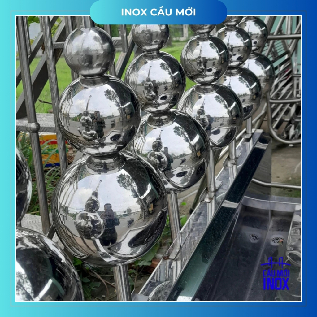 Hồ lô inox trang trí mái nhà, cụm châu trang trí nóc Thái, kích thước 76-120-150mm/ 80-150-200