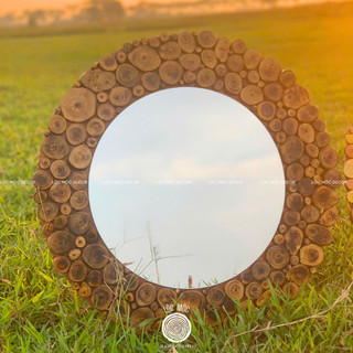(GT-06) Gương gỗ treo tường LỘC MỘC D60cm - Handmade Decor Nghệ Thuật thiên nhiên, Cafe Homestay