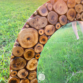 (GT-06) Gương gỗ treo tường LỘC MỘC D60cm - Handmade Decor Nghệ Thuật thiên nhiên, Cafe Homestay